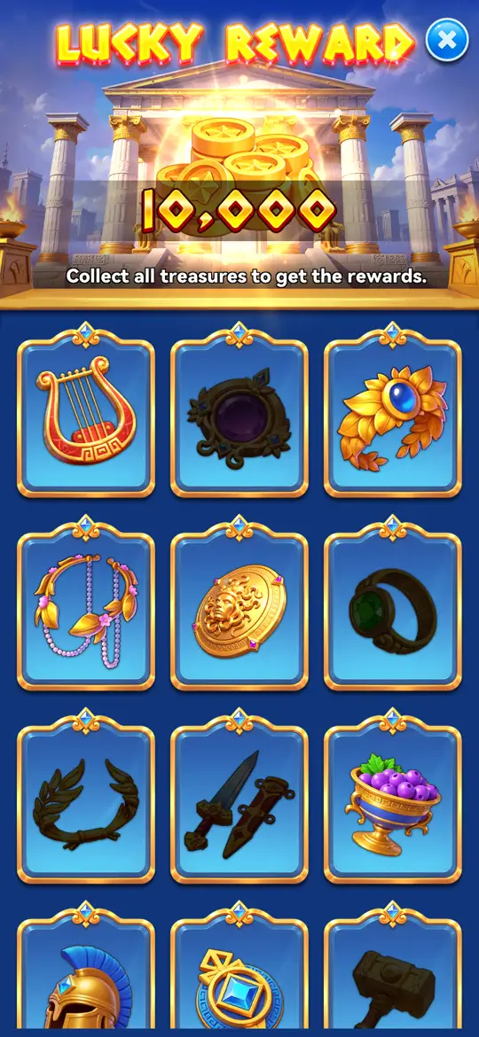 Athena Fury Slots screen used for the Divine Treasures guide